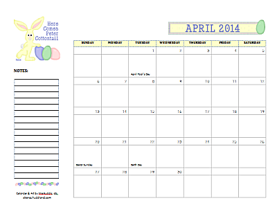 Dated April 2014 Calendar