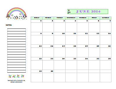 Dated June 2014 Calendar