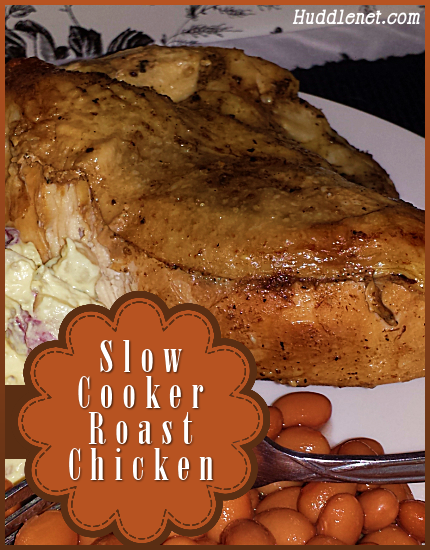 Slow Cooker Roast Chicken - Finger licking and lip smacking good! It's amazingly tender & moist and cooks while you go about your day. #recipes #chicken #crockpot
