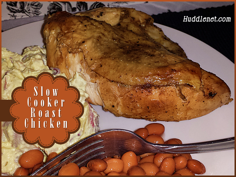 Slow Cooker Roast Chicken - Finger licking and lip smacking good! It's amazingly tender & moist and cooks while you go about your day. #recipes #chicken #crockpot