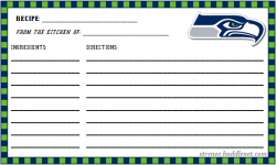 Seattle Seahawks 3x5 Recipe Card